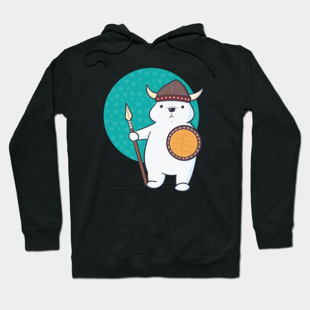 Adorable Kawaii Viking Polar Bear Hoodie by MariOyama